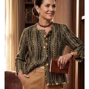 Vintage Cabi Soft Wool Blend Woven Tweed Style Jacket